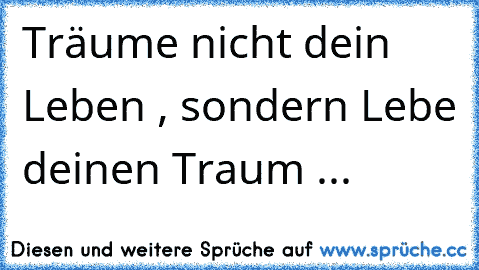 Träume nicht dein Leben , sondern Lebe deinen Traum ...