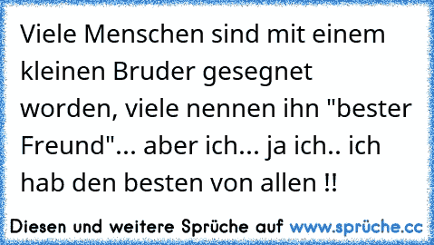 Viele Menschen sind mit einem kleinen ♥Bruder♥ gesegnet worden, viele nennen ihn "bester Freund"... aber ich... ja ich.. ich hab den besten von allen !! ♥