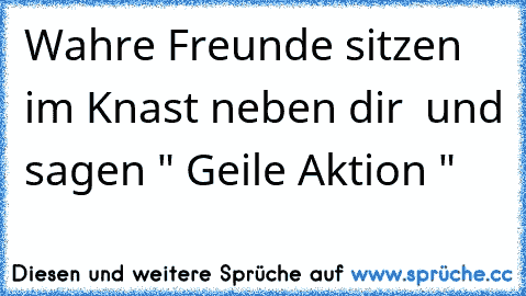 Wahre Freunde sitzen im Knast neben dir  und sagen " Geile Aktion "