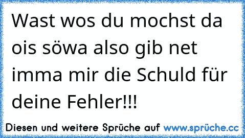 Wast wos du mochst da ois söwa also gib net imma mir die Schuld für deine Fehler!!!