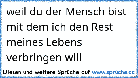 weil du der Mensch bist mit dem ich den Rest meines Lebens verbringen will ♥