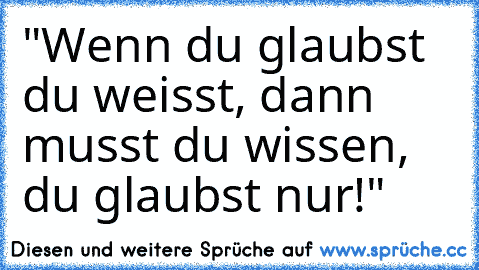 "Wenn du glaubst du weisst, dann musst du wissen, du glaubst nur!"