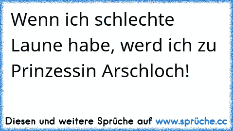 Wenn ich schlechte Laune habe, werd ich zu Prinzessin Arschloch!