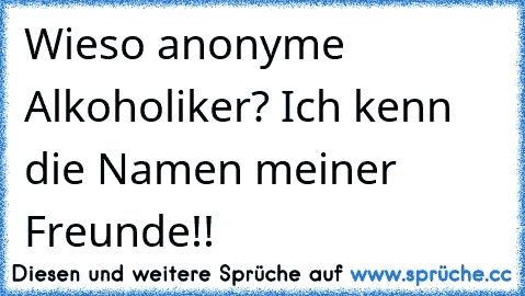 Wieso anonyme Alkoholiker? Ich kenn die Namen meiner Freunde!!