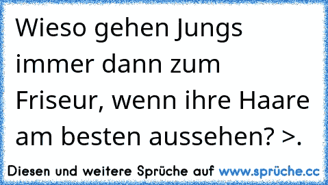 Wieso gehen Jungs immer dann zum Friseur, wenn ihre Haare am besten aussehen? >.