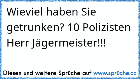 Wieviel haben Sie getrunken? 10 Polizisten Herr Jägermeister!!!