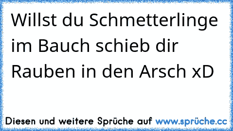 Willst du Schmetterlinge im Bauch schieb dir Rauben in den Arsch xD