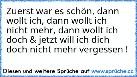 Zuerst war es schön, dann wollt ich, dann wollt ich nicht mehr, dann wollt ich doch & jetzt will ich dich doch nicht mehr vergessen !