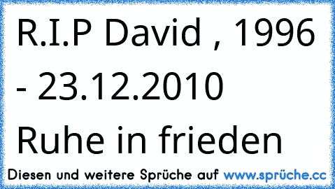 †  R.I.P David , 1996 - 23.12.2010 Ruhe in frieden ♥
