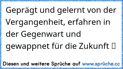 ☆Geprägt und gelernt von der Vergangenheit, erfahren in der Gegenwart und gewappnet für die Zukunft ツ ☆